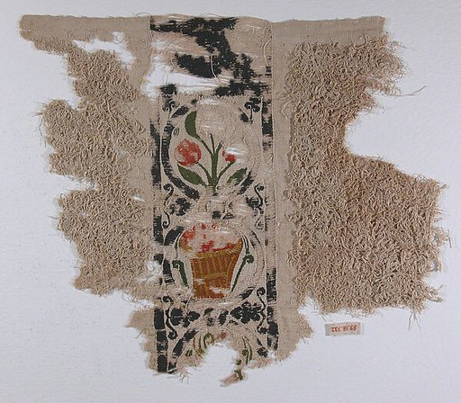 Fragment with a Band of Baskets and Plants and a Loop Pile
