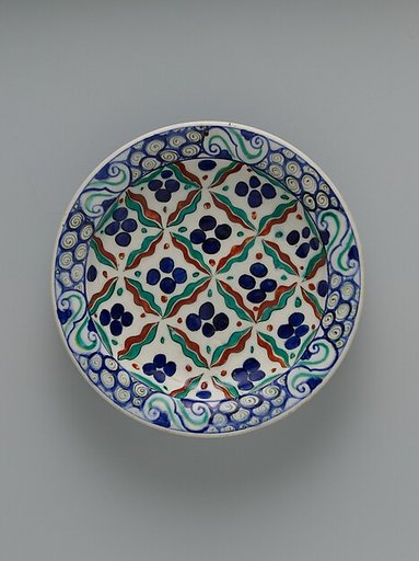 Dish with 'Cintamani' and Tiger-stripe Pattern