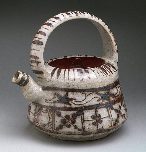 Ewer with Floral and Striped Design