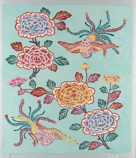 Bingata Panel with Tree Peonies and Peacocks