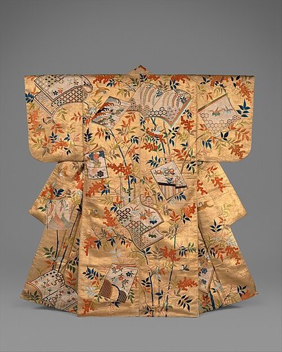Noh Costume (Nuihaku) with Books and Nandina Branches