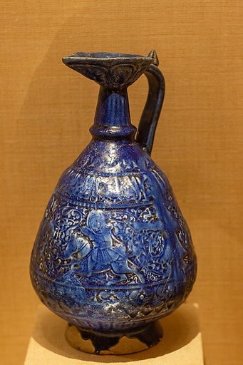 Ewer with Molded Inscriptions and Figures on Horseback