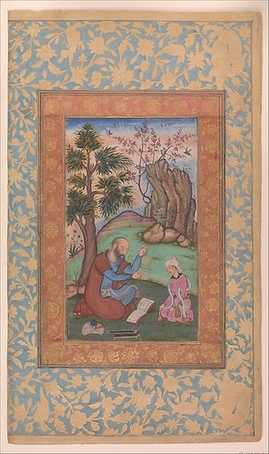 Young Prince and Mentor Sitting in Landscape