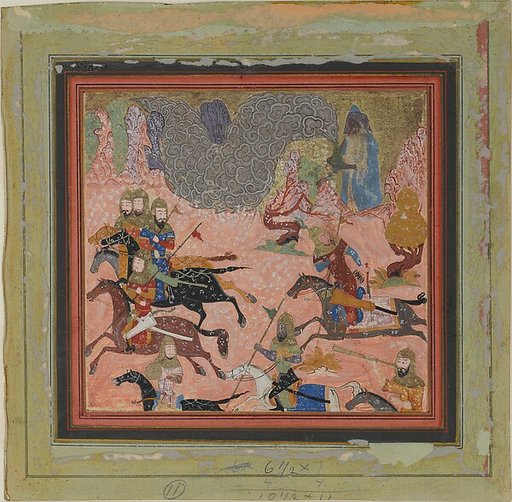 "Bazur, the Magician, Raises up Darkness and a Storm", Folio from a Shahnama (Book of Kings)