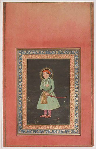"Portrait of Jahangir Holding Flower", Folio from the Davis Album