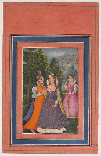 "A Princess with Two Attendants, All in Late 16th Century English Costume", Folio from the Davis Album