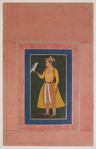 "Portrait of a Prince in Yellow Robe, Holding a Falcon", Folio from the Davis Album