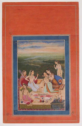 "Princess and Attendants on Balcony", Folio from the Davis Album