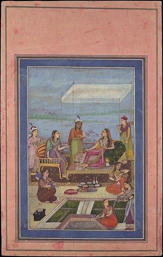 "Princess Entertaining a Visitor on the Balcony", Folio from the Davis Album