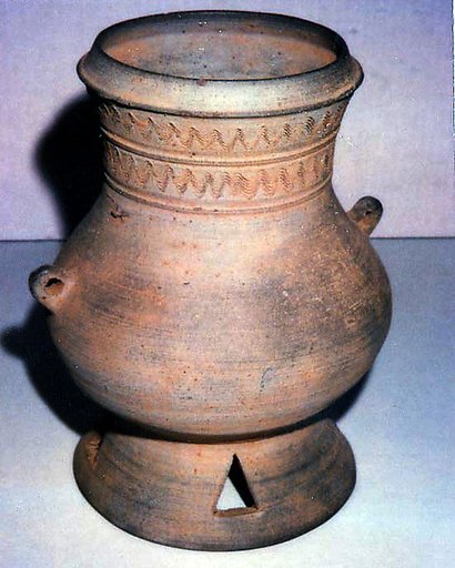 Pedestal jar with two handles