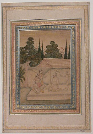 Musicians Entertaining a Holy Man (Sadhu or Fakir)