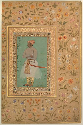"Portrait of Maharaja Bhim Kanwar", Folio from the Shah Jahan Album