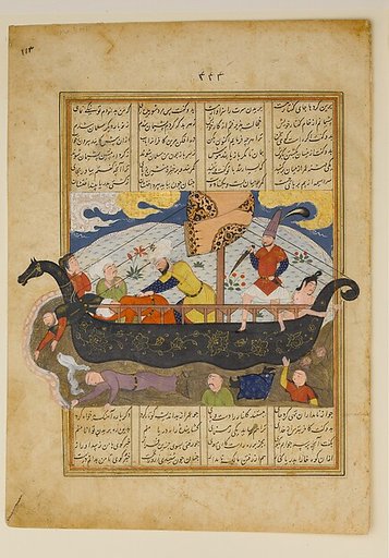"Amr has the Infidels Thrown into the Sea", Folio from a Khavarannama (The Book of the East) of ibn Husam al-Din