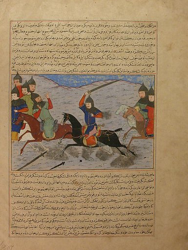 "Bahman Taking Revenge on the Sistanians"  Folio from the Majma' al-Tavarikh (Compendium of Histories) of Hafiz-i Abru