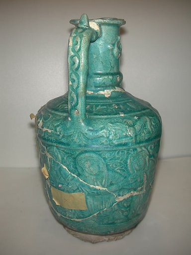 Ewer with Molded Inscriptions, Animals, and Dancers