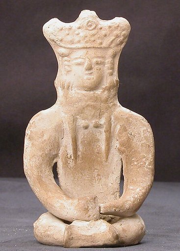 Figurine of a Female (?) Seated Personage with Elaborate Headdress