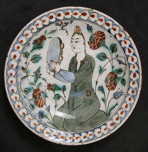 Plate Depicting a Woman Playing Tambourine