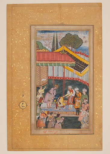 "Emperor Babur Receiving a Visitor", Folio from a Baburnama (The Book of Babur)
