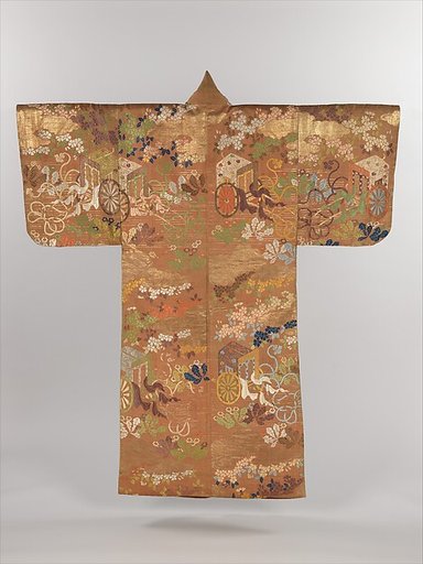 Noh Costume (Karaori) with Court Carriages, Cherry Blossoms, and Dandelions