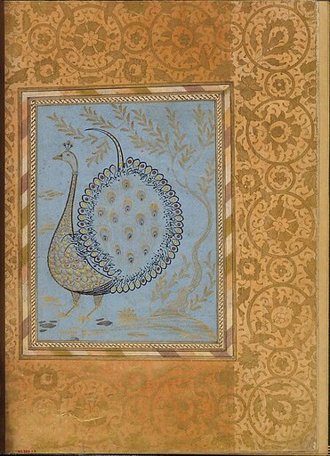 "Calligraphic Composition in Shape of Peacock," Folio from the Bellini Album