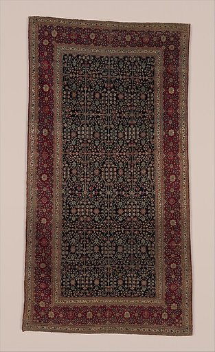 Millefleur Carpet with a Flower-and-Trellis Pattern