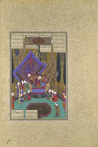 "Zal Consults the Magi", Folio 73v from the Shahnama (Book of Kings) of Shah Tahmasp