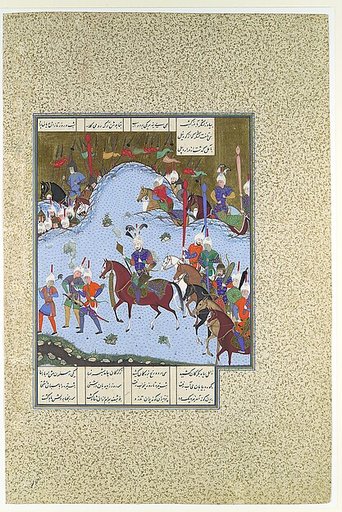 "Bahram Gur Advances by Stealth against the Khaqan," Folio 577v  from the Shahnama (Book of Kings) of Shah Tahmasp