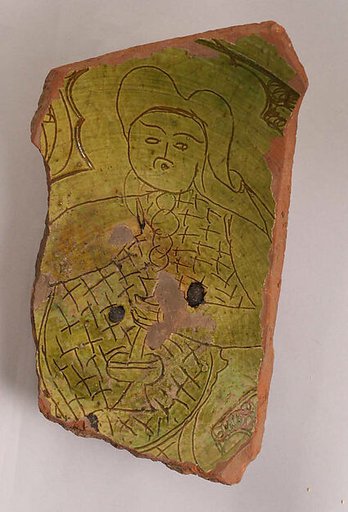 Fragment with a Figure Holding a Flask