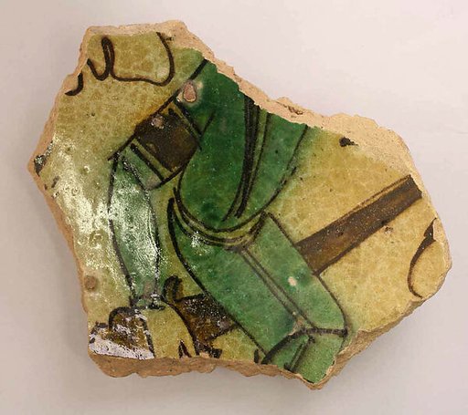Fragment of a Bowl with a Figure Holding a Sword