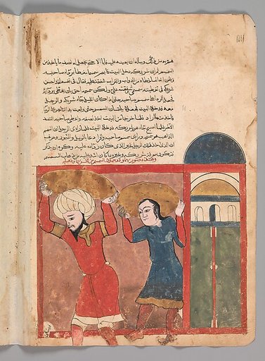 "The Merchant and his Accomplice Carry Away Goods", Folio from a Kalila wa Dimna
