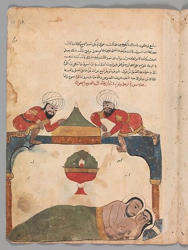 The Thieves on the Roof Awaken the Merchant", Folio from a Kalila wa Dimna