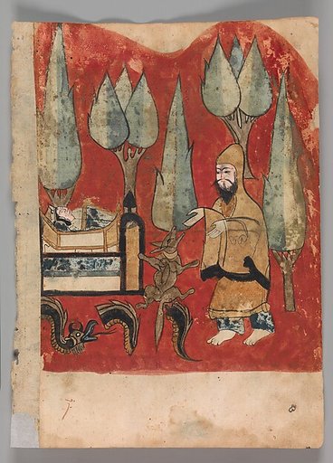 "The Ascetic Finds his Son Alive in his Crib", Folio from a Kalila wa Dimna