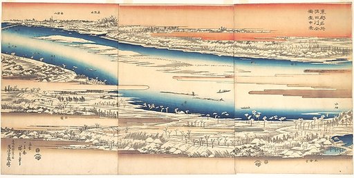Celebrated Places in the Eastern Capital: Panoramic View of the Sumida River in Snow