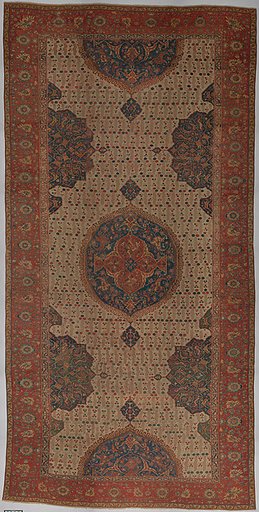 Ushak Medallion Carpet on White Ground