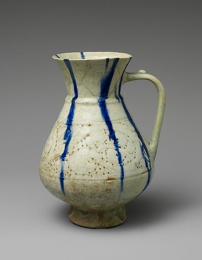 White Ewer with Blue Streaks