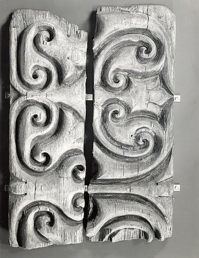 Panel Carved in the "Beveled Style" with Remains of Later Polychromy