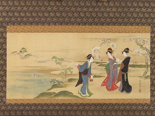 Three Beauties Viewing Cherry Blossoms