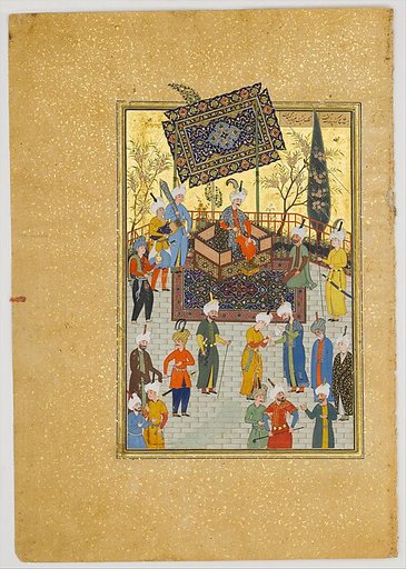 "Khusrau Seated on his Throne", Folio 64 from a Khamsa (Quintet) of Nizami of Ganja