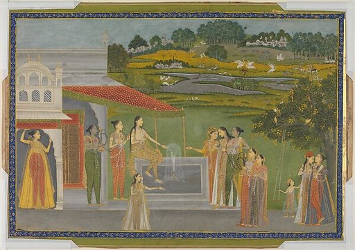 Princesses Gather at a Fountain