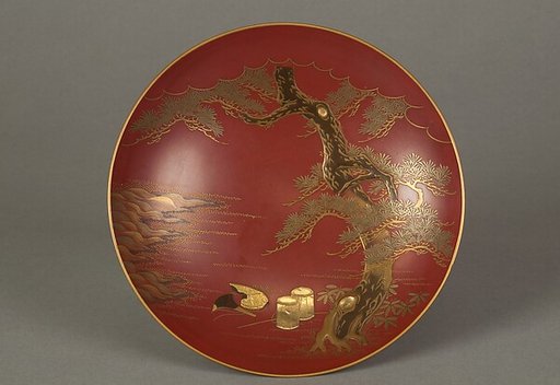 Sake Cup with Scenes from the Noh Plays Pine in the Winds, Yōrō Falls, and The Tengu of Mount Kurama