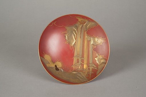 Sake Cup with Scenes from the Noh Plays Pine in the Winds, Yōrō Falls, and The Tengu of Mount Kurama