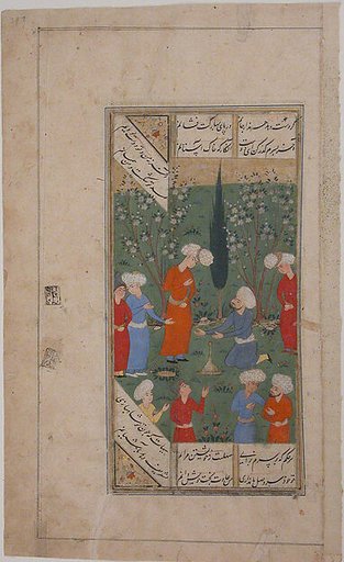 "A Scene of Lovers and their Friends in a Garden", Folio from a Kulliyat (Complete Works) of Sa'di
