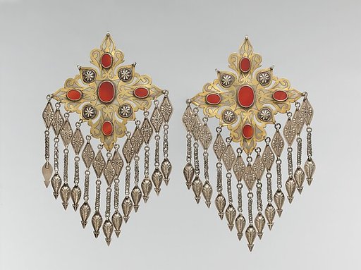 Teke Floral Pectoral Ornament, One of a Pair