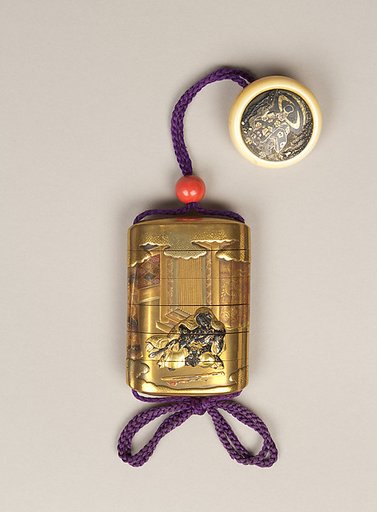 Inrō with Prince Yamato Takeru Disguised as a Woman