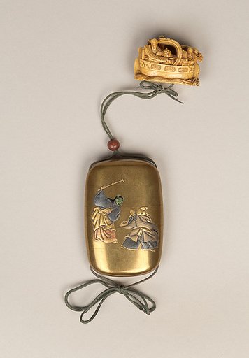 Inrō with the Noh Play Dōjōji (obverse) and Flowering Cherry Tree (reverse)
