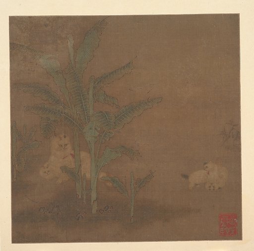 Frolicking Kittens under a Banana Tree