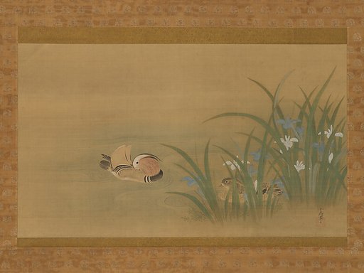 Mandarin Ducks and Iris