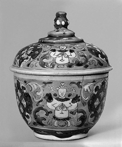 Covered bowl with Thai mythical figures