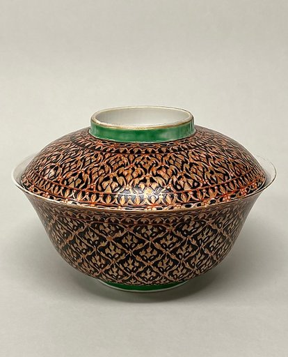 Covered bowl with floral patterns
