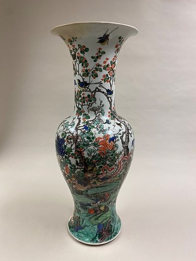 Vase with birds and flowers